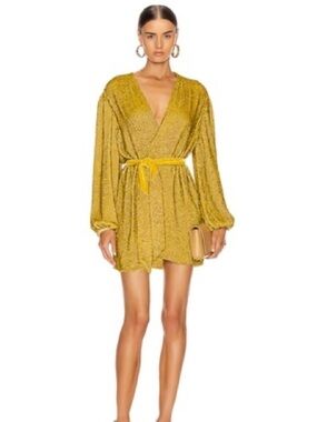 Retrofete Gabrielle Sequin Robe Dress in Gold Size Medium